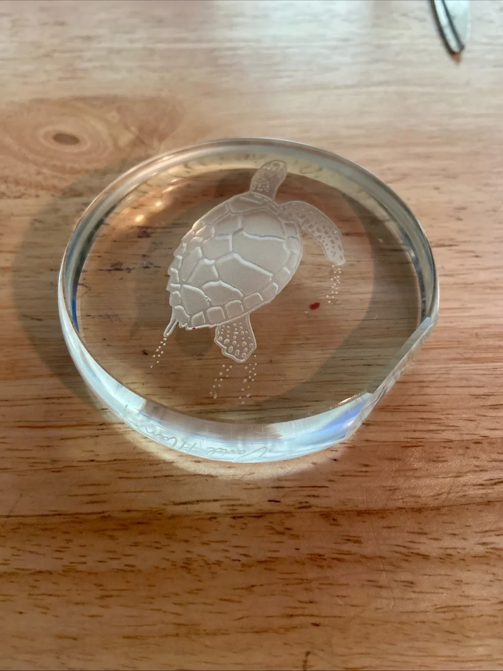 Clear Turtle Paperweight Signed David Alan